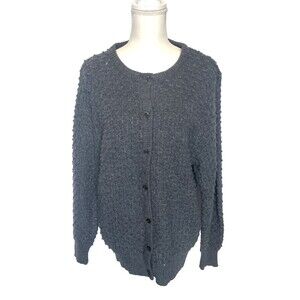 Vintage Grandpa Cardigan Sweater Bobble Stitch Wool XL Multicolor Grandpacore